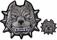 Set of 2 Gray Pitbull Iron on Patches Small and Large