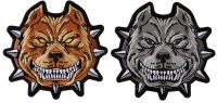 Set of 2 Small Pitbull Patches in Gray and Brown