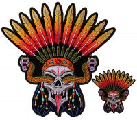 Wicked Skull with Snakes and Feathers Small and Large Patch Set