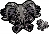 Ram and Pistons Biker Patch Set of Small and Large
