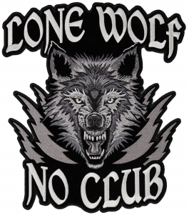 Lone Wolf No Club Large Biker Back Patch