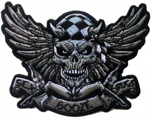 Sex Booze Drugs Checkered Skull and Wings Patch