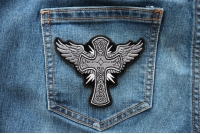 Cross with Wings Iron on Christian Patch Cross with Wings Iron on Christian Patch