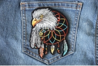 Eagle Feathers Dreamcatcher Native Shaman Patch Iron or Sew on Eagle Feathers Dreamcatcher Native Shaman Embroidered Iron on or Sew on Patch