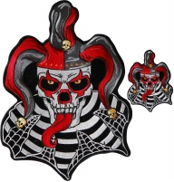Jester Skull Patch Set of Small and Large in Red and Gray