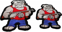 Bulldog with Tommy Machine Gun Patch Set of 2