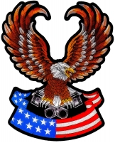 Patriotic Eagle US Flag Pistons Large Biker Patch Patch