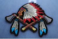 Small Indian Patch With Battle Axes And Feathers