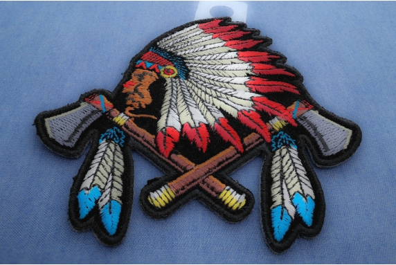 Native American Indian chief ethnic retro biker embroidered