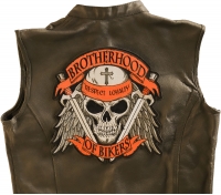 Brotherhood of Bikers Respect and Loyalty Skull Large Biker Back Patch