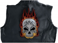 Flaming Tattoo Skull Large Back Patch Flaming Tattoo Skull Large Back Patch
