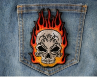 Flaming Tattoo Skull Patch