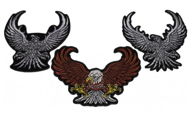 A23 3782 Biker Vest LEFT SILVER EAGLE WING 4/" x 8/" iron on patch