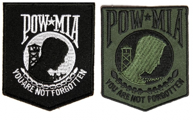 POW MIA Red on black Iron on Center Patch for Biker Vest CP170