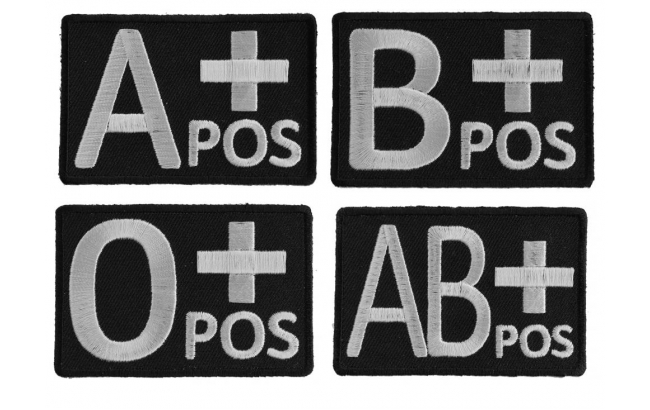 Embroidered My Blood Type is Biker Positive Sew or Iron on Patch Biker Patch