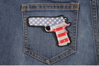 9 Mm Gun With US Flag Patch