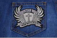 Small Christian Biker Patch I Ride With Jesus | Embroidered Biker Patches