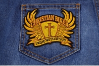 Christian Biker Patch Small In Brown I Ride With Jesus Christian Biker Patch Small In Brown I Ride With Jesus