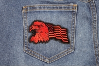 Eagle US Flag Facing Left Patch In Red | Embroidered Patches Eagle US Flag Facing Left Patch In Red | Embroidered Patches