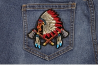 Small Indian Patch With Battle Axes And Feathers Small Indian Patch With Battle Axes And Feathers