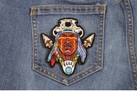 Indian Skull Head Dress Small Patch Indian Skull Head Dress Small Patch