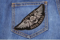 Live Fast Ride Hard Skull Patch Live Fast Ride Hard Skull Small Patch | Embroidered Biker Patches