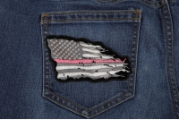 Pink Stripe Tattered American Flag Patch Pink Stripe Tattered American Flag Patch