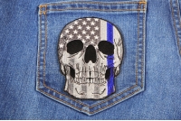 Police Skull Blue line US Flag Patch Police Skull Blue line US Flag Patch