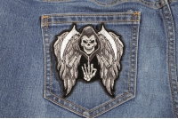 Reaper Skull Wings Middle Finger Patch Small Reaper Skull Wings Middle Finger Patch Small