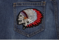 Screaming Indian Skull With Head Dress Small Patch | Skull Patches Screaming Indian Skull With Head Dress Small Patch | Skull Patches