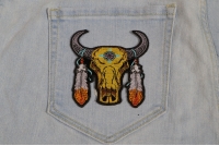 Small Buffalo Head Feathers Patch | Embroidered Patches Small Buffalo Head Feathers Patch | Embroidered Patches