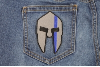 Spartan Helmet Blue Line Police Patch