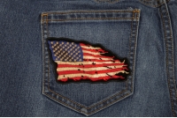 Tattered US American Flag Patch Small