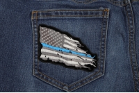 Thin Blue Line American Tattered Flag Patch Thin Blue Line American Tattered Flag Patch