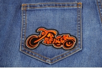 Triker Iron on Biker Patch In Orange and Black Triker Small Patch In Orange And Black | Embroidered Biker Patches