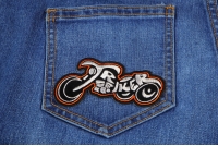 Triker Small Biker Patch In White and Orange Triker Small Patch In White And Orange | Embroidered Biker Patches