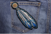 Blue White Feathers Patch | Embroidered Patches
