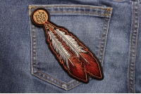 Brown White Feathers Patch | Embroidered Patches