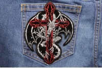 Dragon Skeleton Cross Patch Small | Embroidered Patches Dragon Skeleton Cross Patch Small | Embroidered Patches
