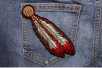 Red White Feathers Patch | Embroidered Patches
