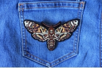 Small Psycho Moth Patch with Skull