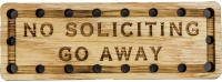 No Soliciting Go Away Oak Wood Patch