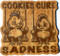 Cookies Cure Sadness Chicks on Swings Wood Wall Decor