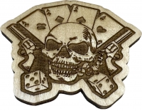 Skull and 4 Aces Wood Decor