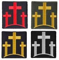 3 Crosses Christian Patch Set Of 4 Different Colors | Embroidered Patches 3 Crosses Christian Patch Set Of 4 Different Colors | Embroidered Patches