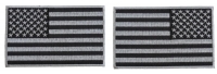 5 inch Gray American Flag Patches, Left and Right 2 Piece Patch Set