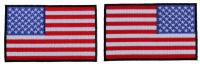 5 inch RWB American Flag Patch with Black Borders Left and Right 2 Patch Iron on Set