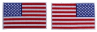 5 inch RWB American Flag Patch with White Borders Left and Right 2 Patch Iron on Set