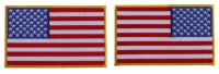 5 inch RWB American Flag Patch with Yellow Borders Left and Right 2 Patch Iron on Set