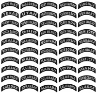 All 50 US State Patches Embroidered Small Rockers All 50 US State Patches Embroidered Small Rockers